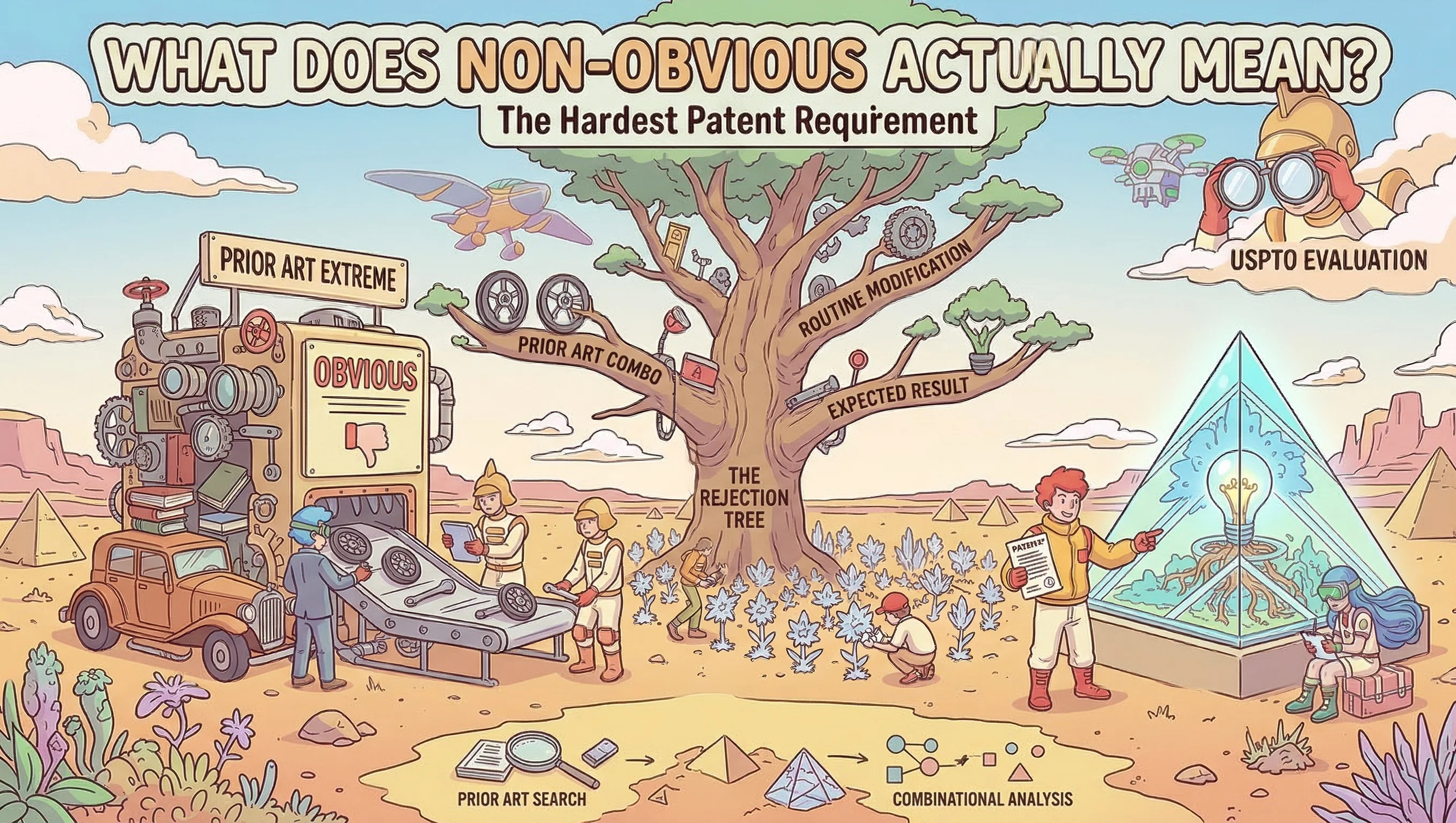 Illustration explaining the non-obviousness patent requirement